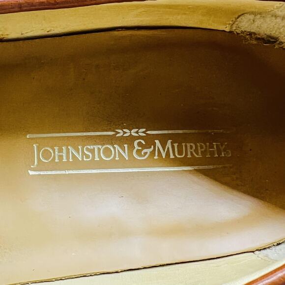 Johnston & Murphy Shoes Men 8.5 Brown Leather Kiltie Tassel Loafer Italy Dress